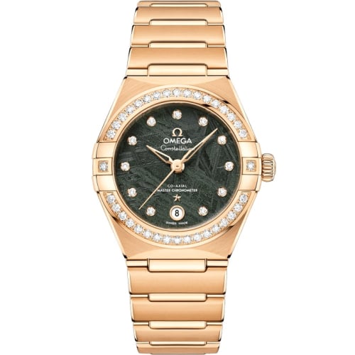 Omega Constellation Manhattan 29 Co-Axial Master Chronometer Yellow Gold - Diamond / Green Meteorite
