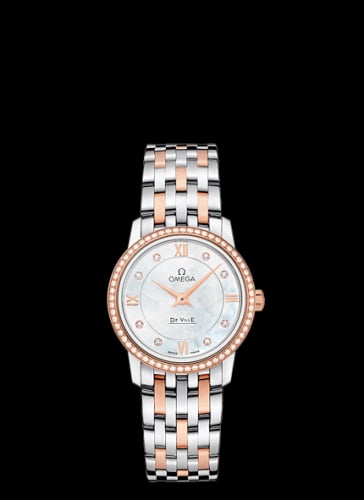 Omega De Ville Prestige Quartz 27.4 Stainless Steel / Red Gold / Diamond / MOP / Bracelet