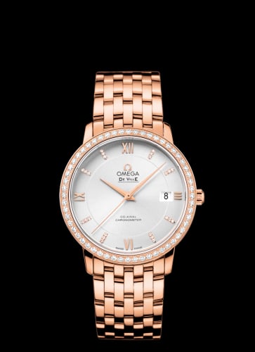 Omega De Ville Prestige Co-Axial 36.8 Red Gold Diamond / Silver / Diamond / Bracelet