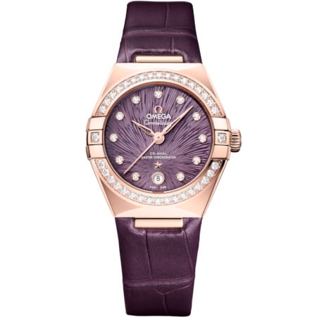 Omega Constellation Manhattan 29 Co-Axial Master Chronometer Moonshine Gold - Diamond / Purple Supernova / Alligator