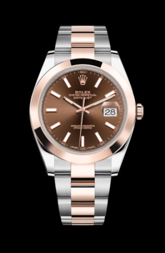 Rolex Datejust 41 Rolesor Everose Smooth / Oyster / Chocolate