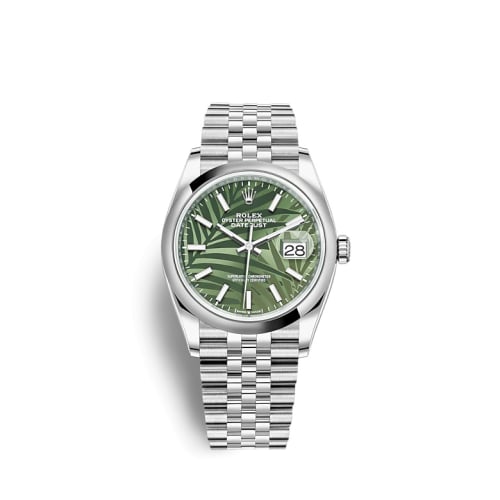 Rolex Datejust 36 Stainless Steel / Domed / Green Palm / Jubilee