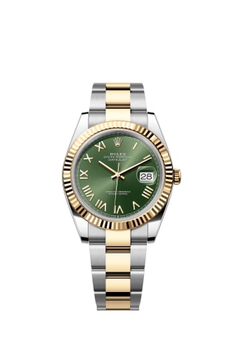 Rolex Datejust 41 Stainless Steel - Yellow Gold - Fluted / Green Roman / Oyster