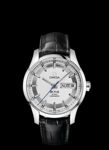 Omega De Ville Hour Vision Co-Axial Annual Calendar Stainless Steel / Silver / Alligator