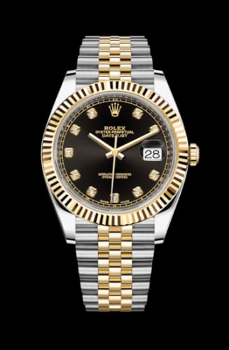 Rolex Datejust 41 Rolesor Yellow Fluted / Jubilee / Black - Diamond