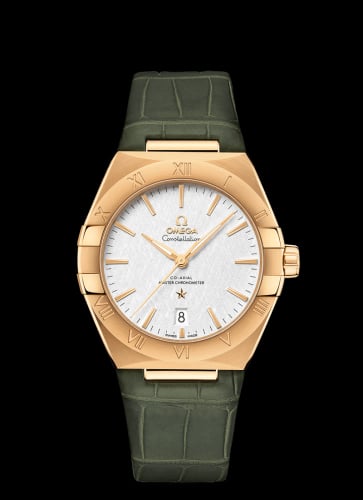 Omega Constellation Master Chronometer 39 Yellow Gold / Silver / Alligator