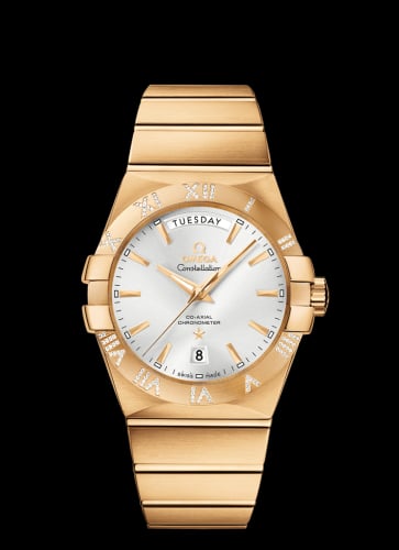 Omega Constellation Co-Axial 38 Day-Date Yellow Gold / Diamond / Silver