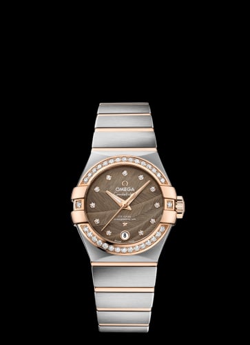 Omega Constellation Co-Axial 27 Brushed Stainless Steel / Red Gold / Diamond / Brown Feather