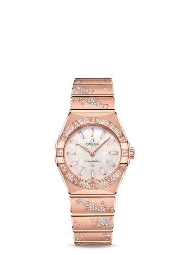 Omega Constellation Manhattan 28 Quartz Sedna Gold / MOP - Diamond / Diamond