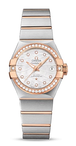 Omega Constellation Co-Axial 27 Brushed Stainless Steel / Red Gold / Diamond / Wavy MOP
