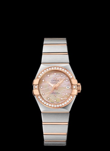 Omega Constellation Co-Axial 27 Brushed Stainless Steel / Red Gold / Diamond / Wavy Brown MOP