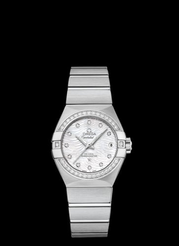 Omega Constellation Co-Axial 27 Brushed Stainless Steel / Diamond / White MOP