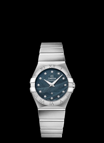 Omega Constellation Quartz 27 Brushed Stainless Steel / Blue Feather