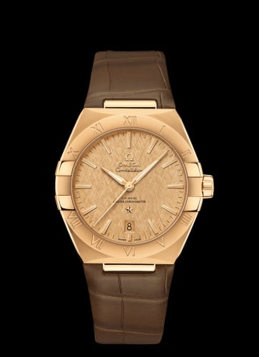 Omega Constellation Master Chronometer 39 Yellow Gold / Champagne / Alligator