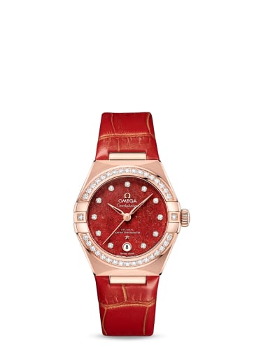 Omega Constellation Manhattan 29 Co-Axial Master Chronometer Sedna Gold / Diamond / Red Aventurine