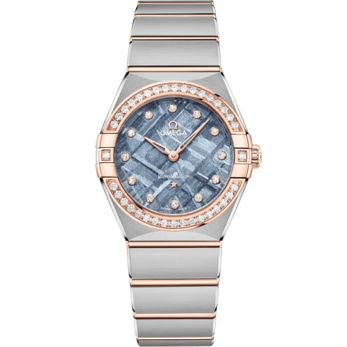 Omega Constellation Manhattan 28 Quartz Stainless Steel - Sedna Gold - Diamond / Ice Blue Meteorite