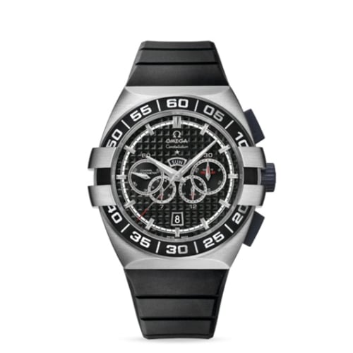 Omega Constellation Co-Axial 44 Chronograph Double Eagle Four Counters Stainless Steel / Black / Rubber