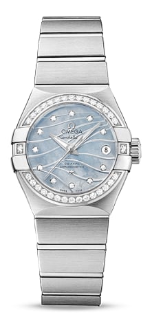 Omega Constellation Co-Axial 27 Brushed Stainless Steel / Diamond / Wavy Blue MOP