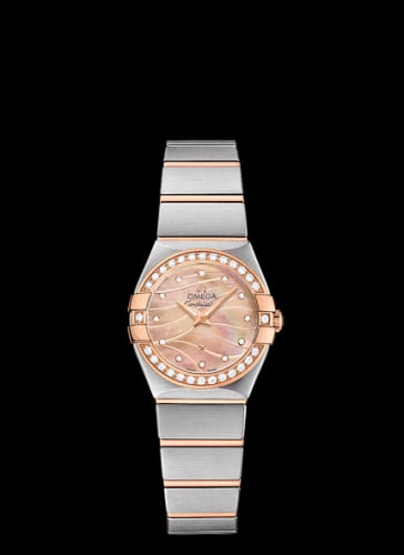 Omega Constellation Quartz 24 Brushed Stainless Steel / Red Gold / Diamond / Wavy Brown MOP