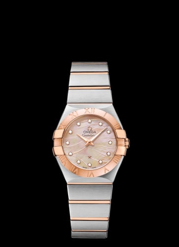 Omega Constellation Quartz 27 Brushed Stainless Steel / Red Gold / Red MOP