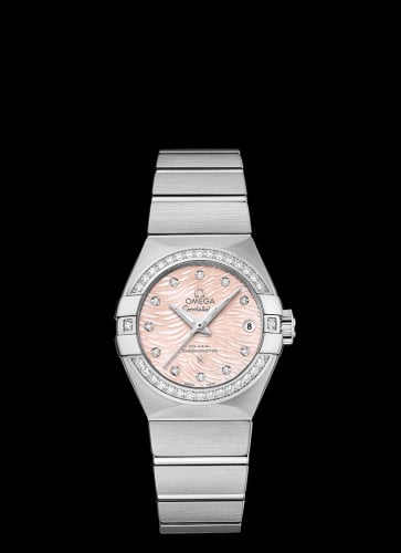 Omega Constellation Co-Axial 27 Brushed Stainless Steel / Diamond / Pink MOP