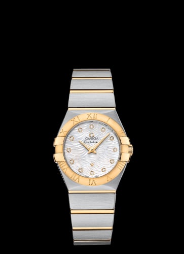 Omega Constellation Quartz 27 Brushed Stainless Steel / Yellow Gold / Wavy MOP