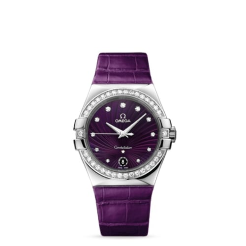 Omega Constellation Quartz 35 Stainless Steel / Diamond / Purple Supernova / Alligator