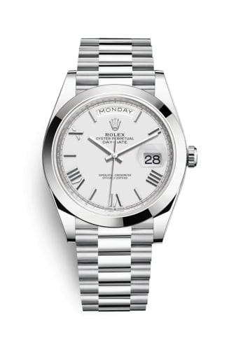 Rolex Day-Date 40 Platinum / White - Roman