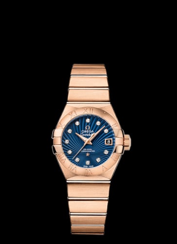 Omega Constellation Co-Axial 27 Brushed Red Gold / Blue Supernova
