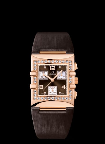 Omega Constellation Quadra Quartz 28 Chronograph Red Gold / Diamond / Brown / Fabric