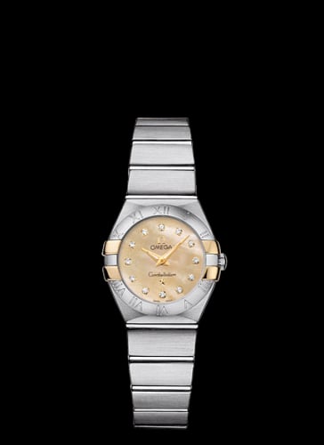 Omega Constellation Quartz 24 Brushed Stainless Steel / Gold Claws / Champagne MOP