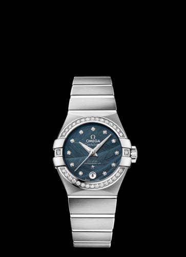 Omega Constellation Co-Axial 27 Brushed Stainless Steel / Diamond / Blue Feather