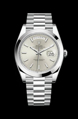 Rolex Day-Date 40 Platinum / Silver Tuxedo