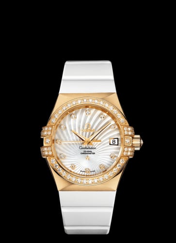 Omega Constellation Co-Axial 35 Yellow Gold / Diamond / MOP Supernova / Rubber