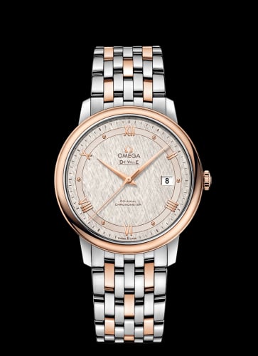 Omega De Ville Prestige Co-Axial 39.5 Stainless Steel / Red Gold / Vintage Silver Silk / Bracelet