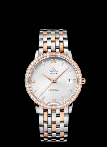 Omega De Ville Prestige Co-Axial 36.8 Stainless Steel / Red Gold / Silver / Diamond / Bracelet