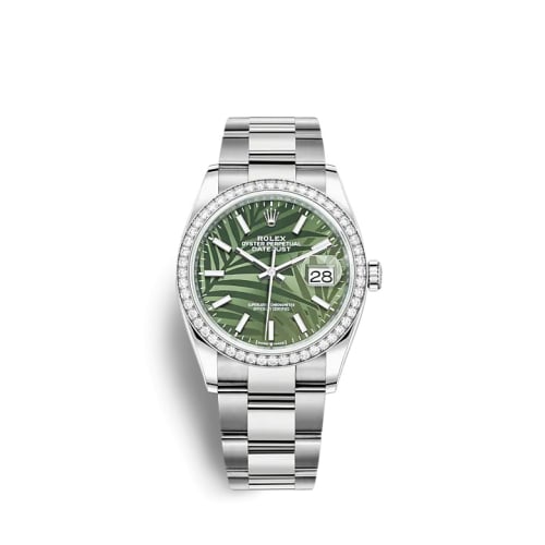 Rolex Datejust 36 Stainless Steel / Diamond / Green - Palm / Oyster