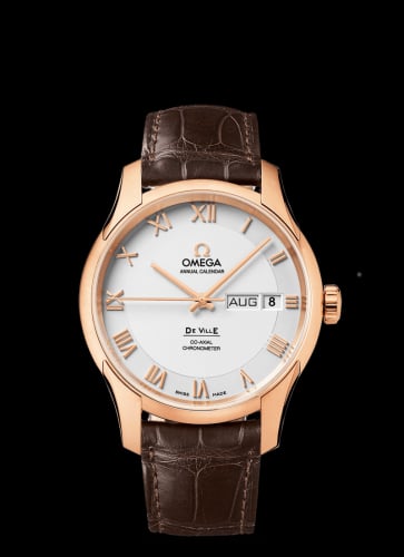 Omega De Ville Co-Axial Annual Calendar Red Gold / Silver / Alligator