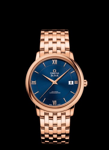 Omega De Ville Prestige Co-Axial 36.8 Red Gold / Blue / Bracelet