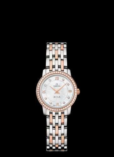 Omega De Ville Prestige Quartz 24.4 Stainless Steel / Red Gold / Diamond / MOP / Bracelet