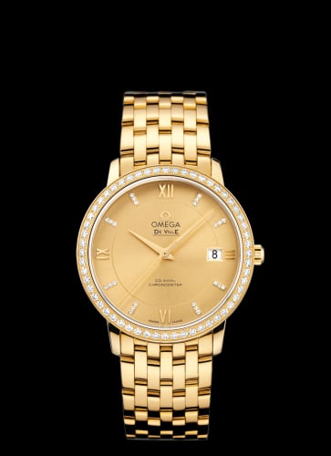 Omega De Ville Prestige Co-Axial 36.8 Yellow Gold / Champagne / Diamond / Bracelet