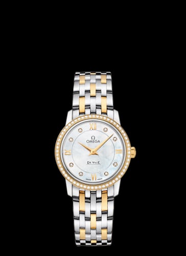 Omega De Ville Prestige Quartz 27.4 Stainless Steel / Yellow Gold / Diamond / Diamond MOP