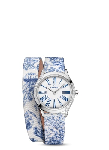 Omega Mini Trésor Quartz 26 Stainless Steel - Diamond / White - Blue / Toile de Jouy - Double Tour