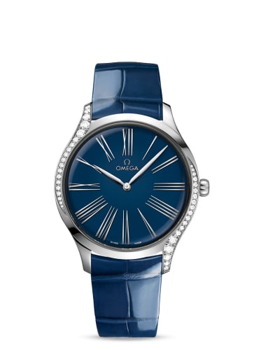 Omega De Ville Trésor 39 Stainless Steel / Blue - Roman / Alligator