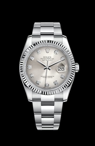 Rolex Datejust 36 Stainless Steel Fluted / Oyster / Silver Diamond