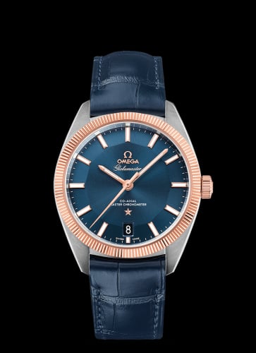 Omega Globemaster Stainless Steel / Sedna Gold / Blue / Alligator