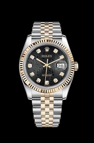 Rolex Datejust 36 Rolesor Yellow Fluted / Jubilee / Black Computer