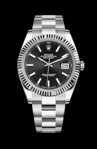 Rolex Datejust 41 Stainless Steel Fluted / Oyster / Black