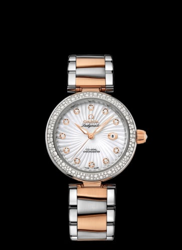 Omega LadyMatic Co-Axial 34 Stainless Steel / Red Gold / Diamond / MOP / Bracelet