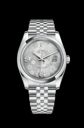 Rolex Datejust 36 Stainless Steel Domed / Jubilee / Silver Floral